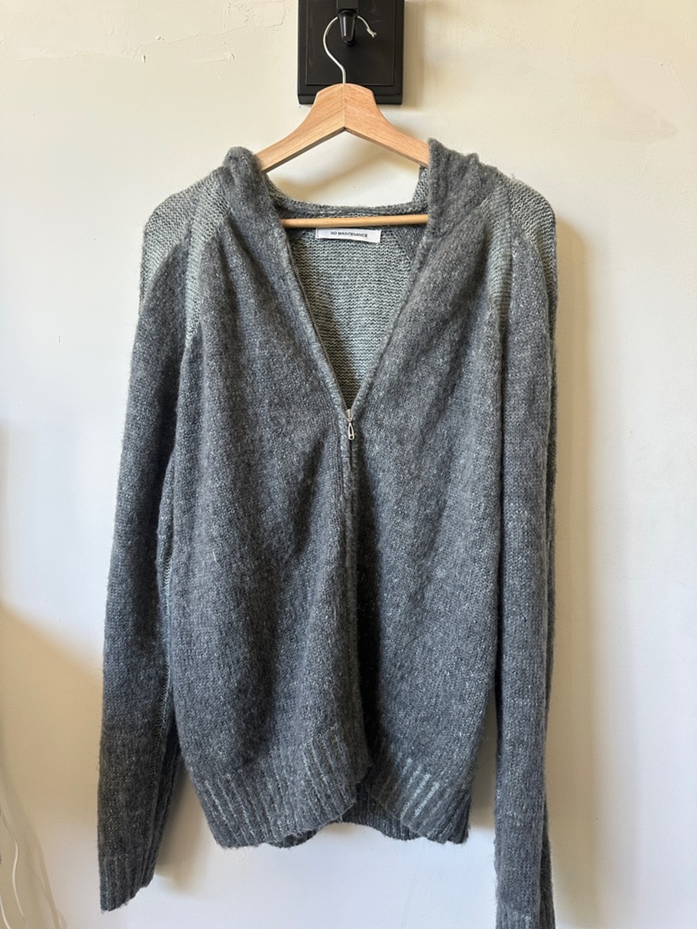 Men's Gray Hooded Zip-Up Sweater - Soft Knit Layer